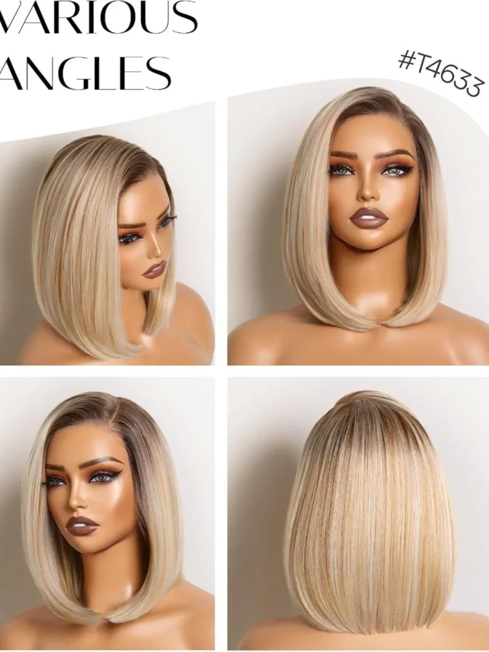 Stunning Ombre Blonde Bob Wig with Brown Roots - Pre-Cut, Glueless, 12 Inch